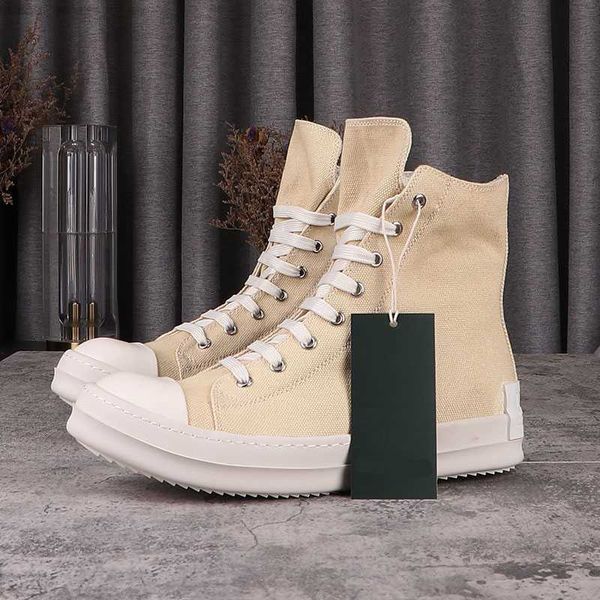 

men's rick casual canvas shoes high heel patch ro owens women's sneakers, Black