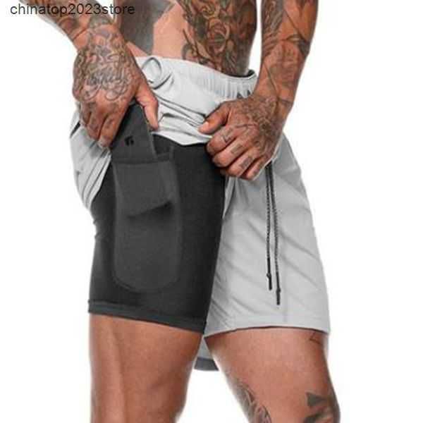 

2023 mens running shorts boy sports pant male double-deck quick drying fitness men trousers jogging gym short pants mans summer casual 128dm, White;black
