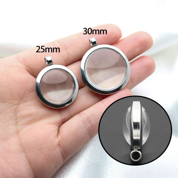 

1pc/lot stainless steel twist floating locket pendant double curved glass locket 25mm 30mm medallion fit for necklace jewelrys making, Bronze;silver