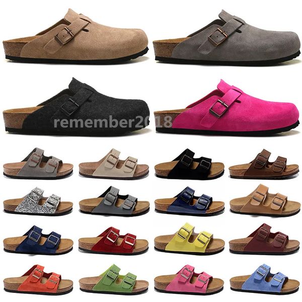 

2023 men women designer sandals soft footbed boston arizona vegan microfiber slides desert dust black grey white soft pink mens woody slider, White;red