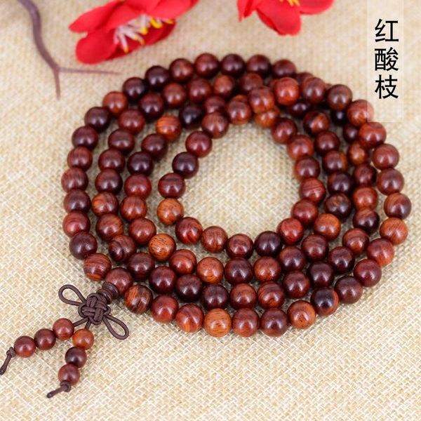 

bangle primary red acid branch bracelet 108 rosary beads laotian acid branch mahogany buddha beads hand string accessories men women, Black
