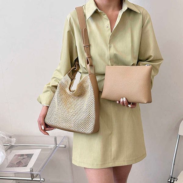 

2 pcs/set small straw bags for women summer crossbody lady travel purses and handbags female shoulder bag 230424