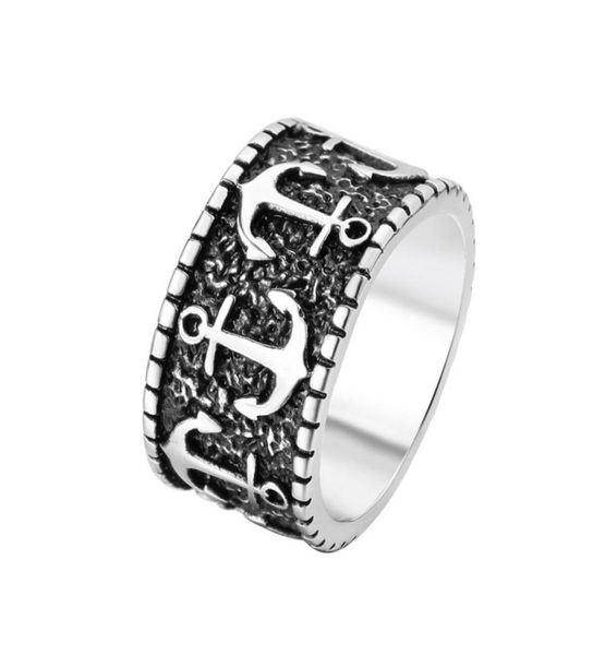 

2021 designs 12mm multi anchor rings for woman girl hip hop jewelry punk style gold color stainless steel engagement bands2325778, Silver