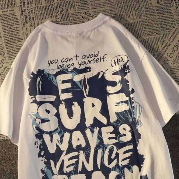 

men's t shirts european and american creative letter pure cotton short sleeved t-shirt for men women ins summer loose casual couple y2k, White;black