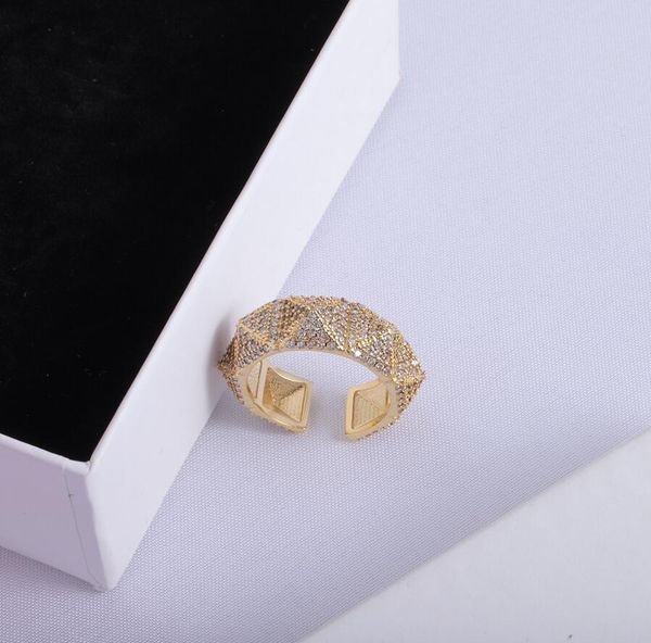 

chic full diamond band rings fashion 18k gold plated famous designer ring classic bague rings jewelry for women fine finger ring selected lo, Silver