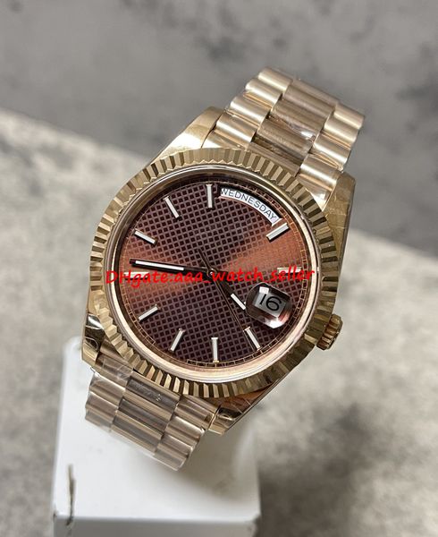 

bp factory luxury men watches 40mm 228235 128235 fluted bezel olive green dial automatic movement 2 end links president bracelet stainless s, Slivery;brown