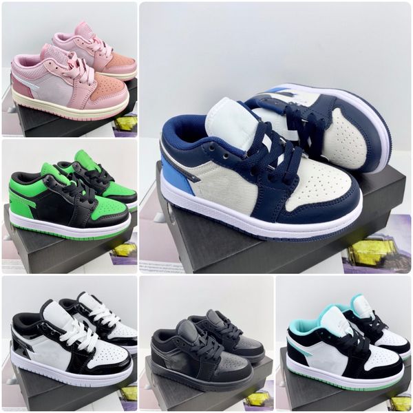 

jumpman 1 1s low kids basketball shoes black white university blue green pink sport trainer sneaker outdoor walking air michael 1 low j1 wh