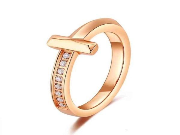 

fashion net red trend jewelry diamond studded stainless steel ring female rose gold titanium7317746, Silver