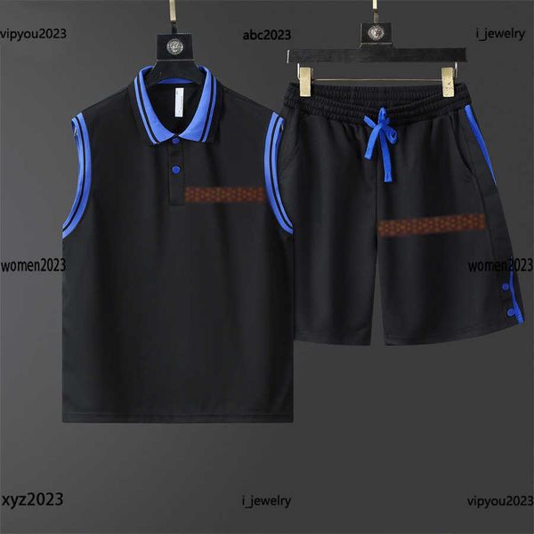 

man tracksuits designer basketball jersey casual suit size -3xl 2pcs dot printing lapel vest and lace up shorts may, Gray