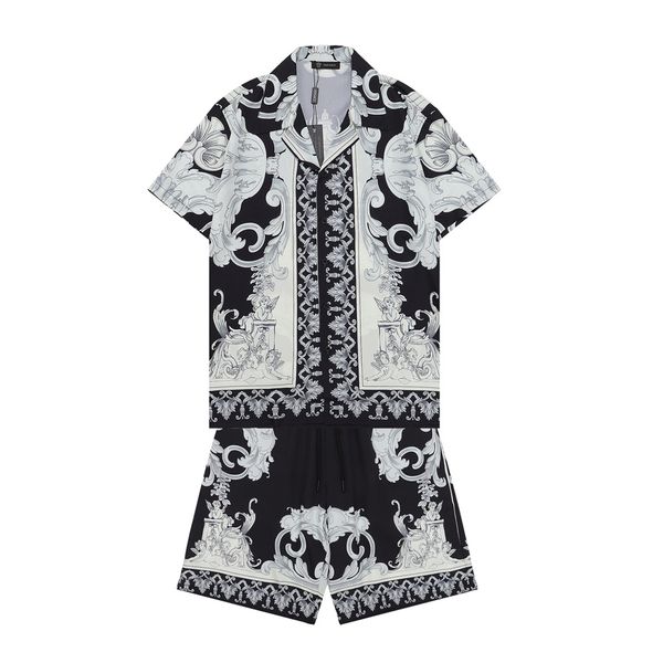 

23 crime summer fashion mens tracksuits hawaii beach pants set designer shirts printing leisure shirt man slim fit the board of directors sh, Gray