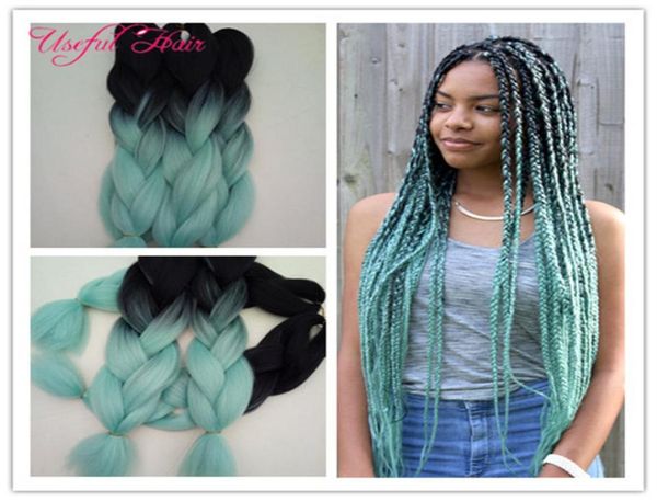 

braided hair bundles 24inch 2x jumbo braids synthetic braiding hair two tone ombre color crochet extensions box crochet braids hai8890379, Black