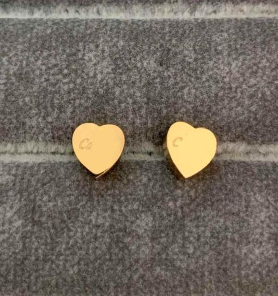 

2021 high polished classic style logo printed studs small size gold plated designer earring stainless steel earrings for women jew5868206, Golden;silver