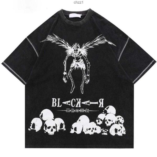

men's t-shirts men summer hip hop streetwear harajuku women t shirt oversize gothic death print tshirt short sleeve y2k cotton loose te, White;black