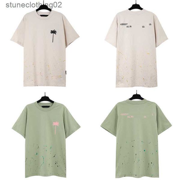 

mens designer shirt palm womens t shirt new painted print casual loose crew neck short sleeve size s/m//xl, White;black