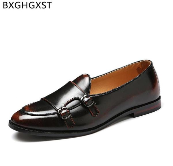 

dress shoes office 2021 oxford double monk strap for men slip on formal business suit mens loafers chaussures6070411, Black