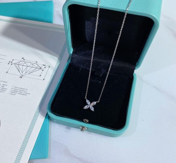 

luxury pendant necklace brand designer victoria sterling silver flower crystal zircon charm short collar choker with box party3779675