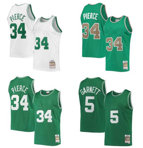 

Paul Pierce Basketball Jerseys Kevin Garnett Mitchell Ness jersey Hardwoods Classics retro Men Women Youth green white S-XXL retro jerse, With logo