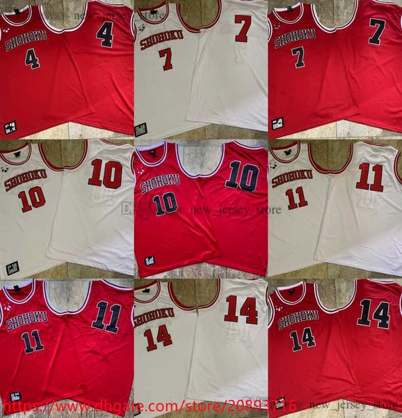 

real authentic stitched basketball jersey shohoku akagi miyagi sakuragi rukawa mitsui tank role playing tank shirt j, Black;red