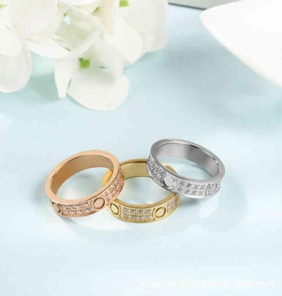 

kajia mantianxing two row diamond ring new fashion titanium steel5709376, Silver