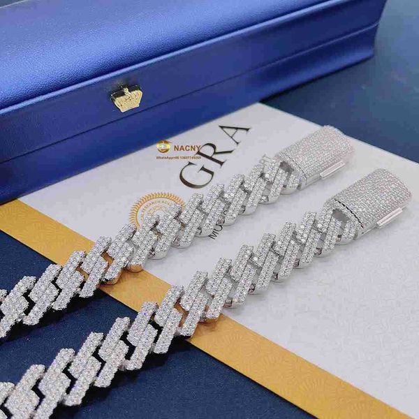 

hiphop jewelry pass diamond test vvs moissanite iced out blingbling cuban link bracelet, Silver