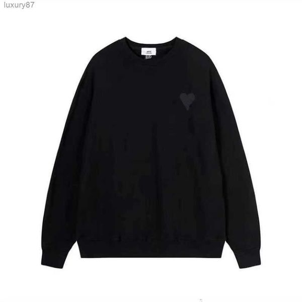 

hoodie male and female designers amis paris hooded highs quality sweater embroidered red love winter round neck jumper couple sweatshirts sn, Black