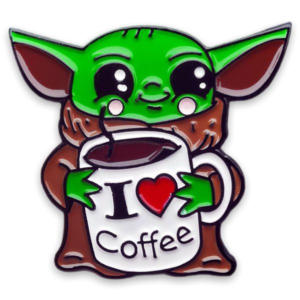 

baby brooch coffee enthusiast pin cute anime movies games hard enamel pins collect metal cartoon brooch backpack hat bag collar lapel badges, Blue