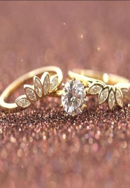 

unique leaf design 18k rose gold and silver white sapphire diamond wedding engagement ring set size 5127220673