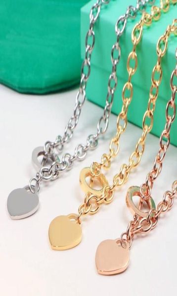 

designer women039s necklace bracelet set luxury heart set 18k gold girl valentine039s day love gift 316l stainless steel jew1694344, Silver