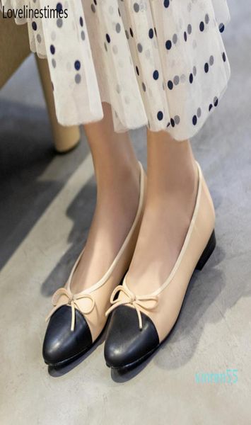 

ballet flats classic shoes women basic leather tweed cloth two color splice bow round ballet shoe fashion flats women shoes 20101x4159988, Black