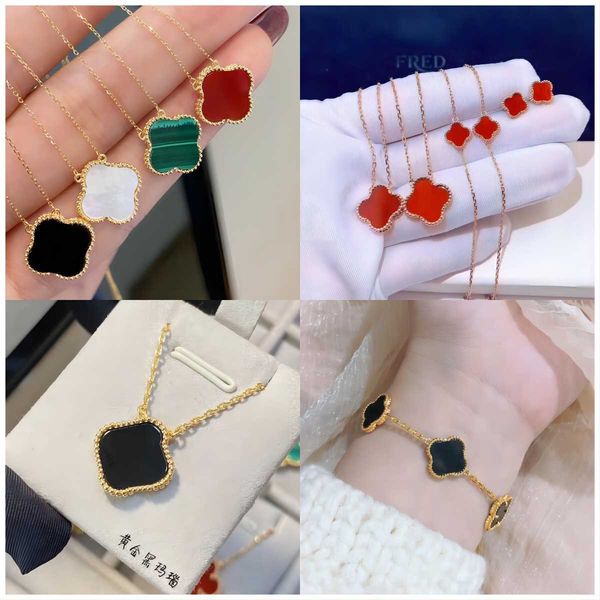 

pendant necklace 4/four leaf clover necklaces designer jewelry women bracelet stud earring 18k gold agate shell mother pearl black pendants, Silver