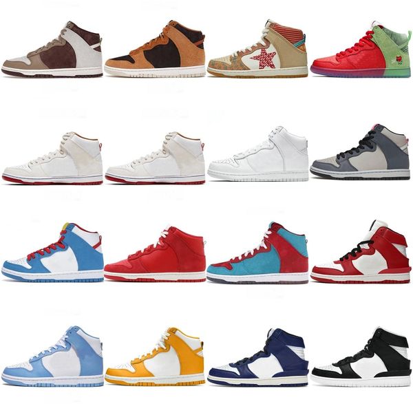 

original sb high casual shoes dunks high basketball shoes designer retro men women black light gray olive dark unc chocolate red pink maize