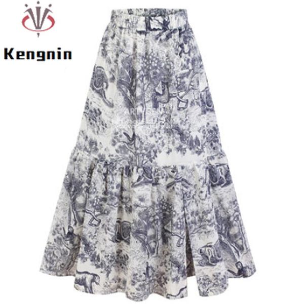 

capris new 2022 summer print floral women's skirts high waist aline office lady work skirt loose bohemian female bottom skirts ke2509, Black;white