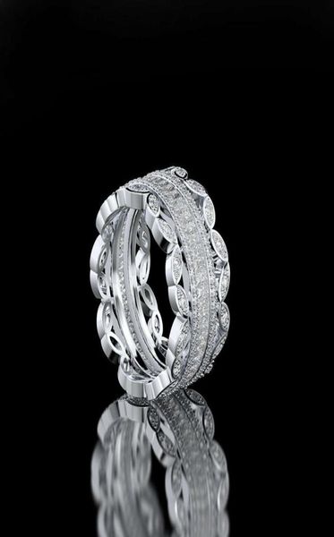 

hbp luxury fashion temperament exquisite exaggeration lace full diamond goddess micro set zircon ring6789256, Silver