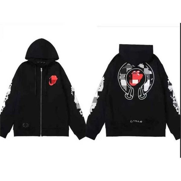 

fashion luxury mens jackets designer zipper sweatshirts heart horseshoe cross print brand ch hoodies women chromes coat casual pullover loos, Black