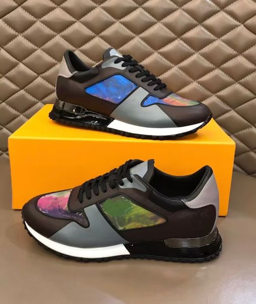 

casual shoes famous brand men run away sneakers low reflective leather trainers rubber sole men's wholesale discount skateboard walking, Black