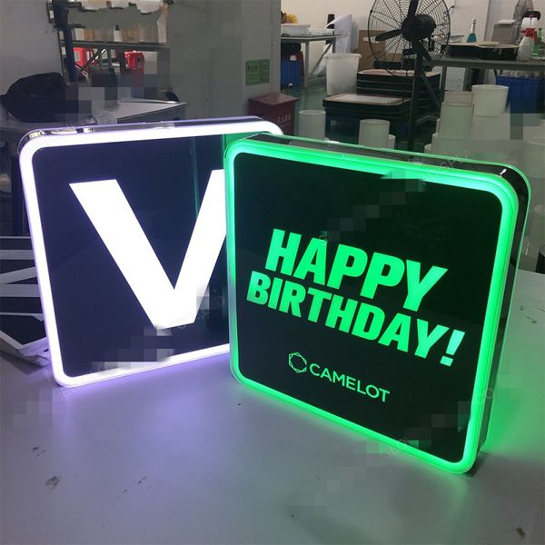 

customized led luminous happy birthday letters box message board vip service neon sign for wedding nightclub party lounge bar
