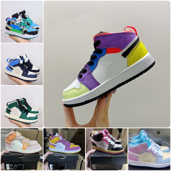 

2023 air jumpman 1 basketball shoes air jorden boy girl og athletic 1s change color sports trainers game infants royal scotts obsidian chica, Black