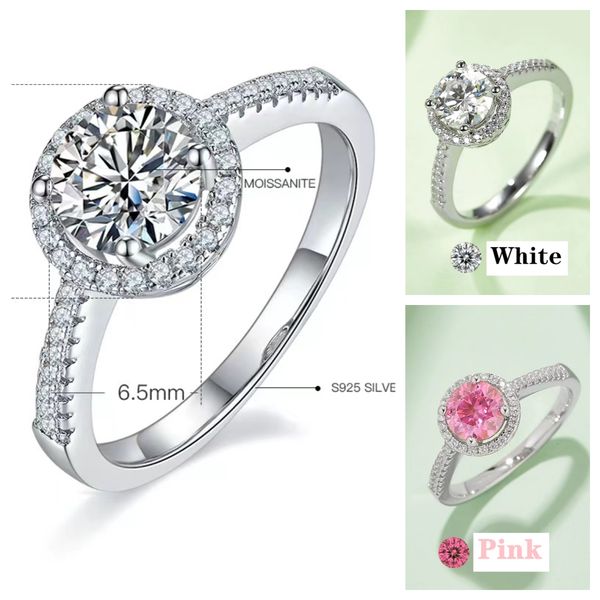 

rings for women girlfriend designer ring engagement ring white golden pink blue moissanite 1ct 6.5mm love ring diamond ring wedding valentin, Golden;silver