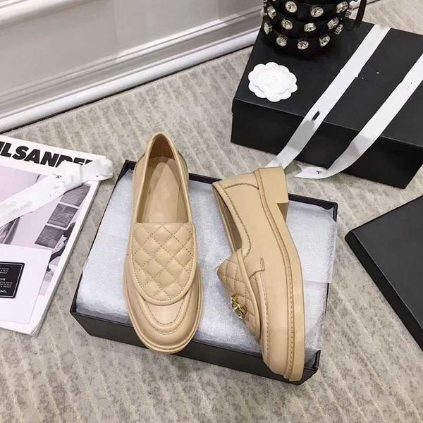 

designer luxury dress shoes low heel chunky pump genuine leather fashion loafer shoes lambskin mocassins coco lady leisure shoes size 35-41, Black