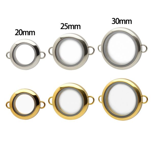

1pc 20mm 25mm 30mm stainless steel floating locket glass memory twist locket silver gold color for bracelet jewelry making, Bronze;silver