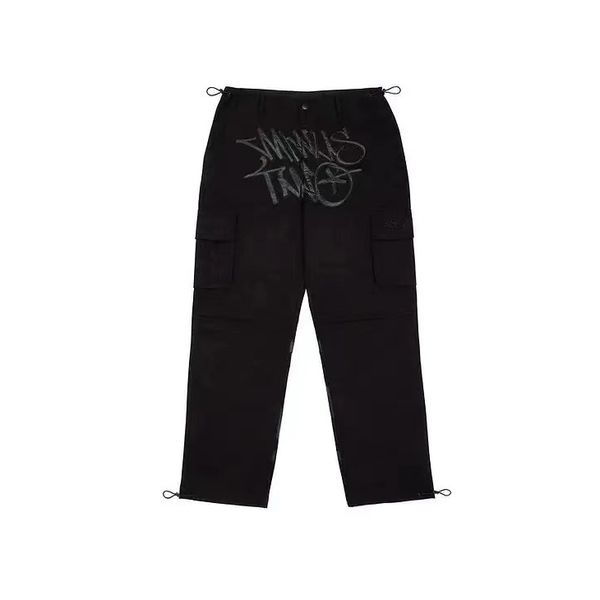 

2023 men's pants minus two cargos casual loose straight wide leg trouser streetwear y2k retro high street trend punk rock joggers f1sd, Black