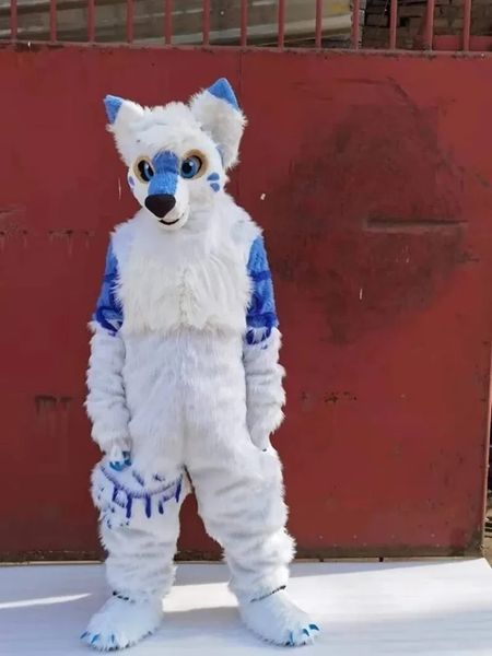 

white fur fox dog husky mascot costume furry suit fursuit halloween christmas birthday party gift, Red;yellow