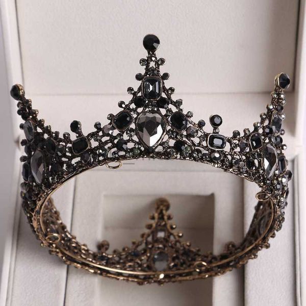 

other fashion accessories baroque big black crowns crystal round bridal tiara pageant prom diadem rhinestone wedding hair accessories witch, Silver
