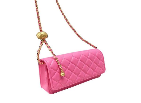 

classic crush gold ball mini flap wallet bags 20cm quilted matelasse chain crossbody shoulder card hold purse fuchsia yellow black3436933, Red;black