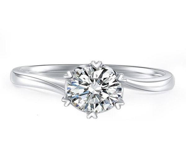 

hbp fashion luxuryzhi new wedding simple versatile 6mm six claw snowflake heartshaped zircon ring popular for women2660153, Silver