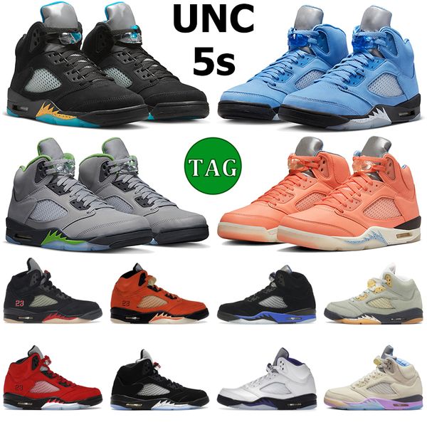 

jumpman 5 men basketball shoes 5s unc racer university blue aqua crimson bliss green bean dark concord black metallic moonlight mens trainer