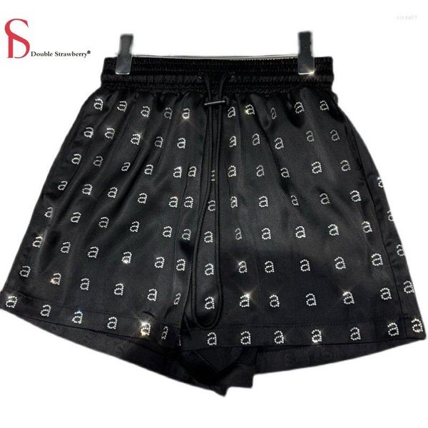

designer womens shorts summer women's letter diamond chart elastic waist silk three way casual pants, White;black