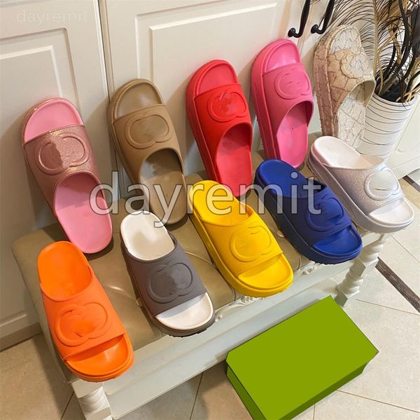 

designer sandals jelly rubber sandal mini double g slippers women platform slides flip flops buckle candy color slipper summer sandal with b, Black