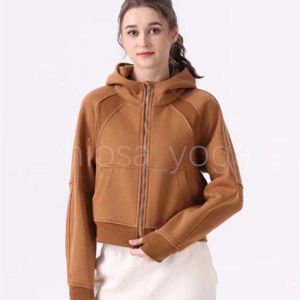 

sports active wear womens hoodies cotton fleece oversized fit full zip up hoodie for women lemon yoga