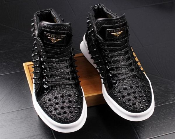 

highancien martin booties thick rivet casual shoes zhongbang leather shoes casual board shoes thick sole martin boots w289865803, Black